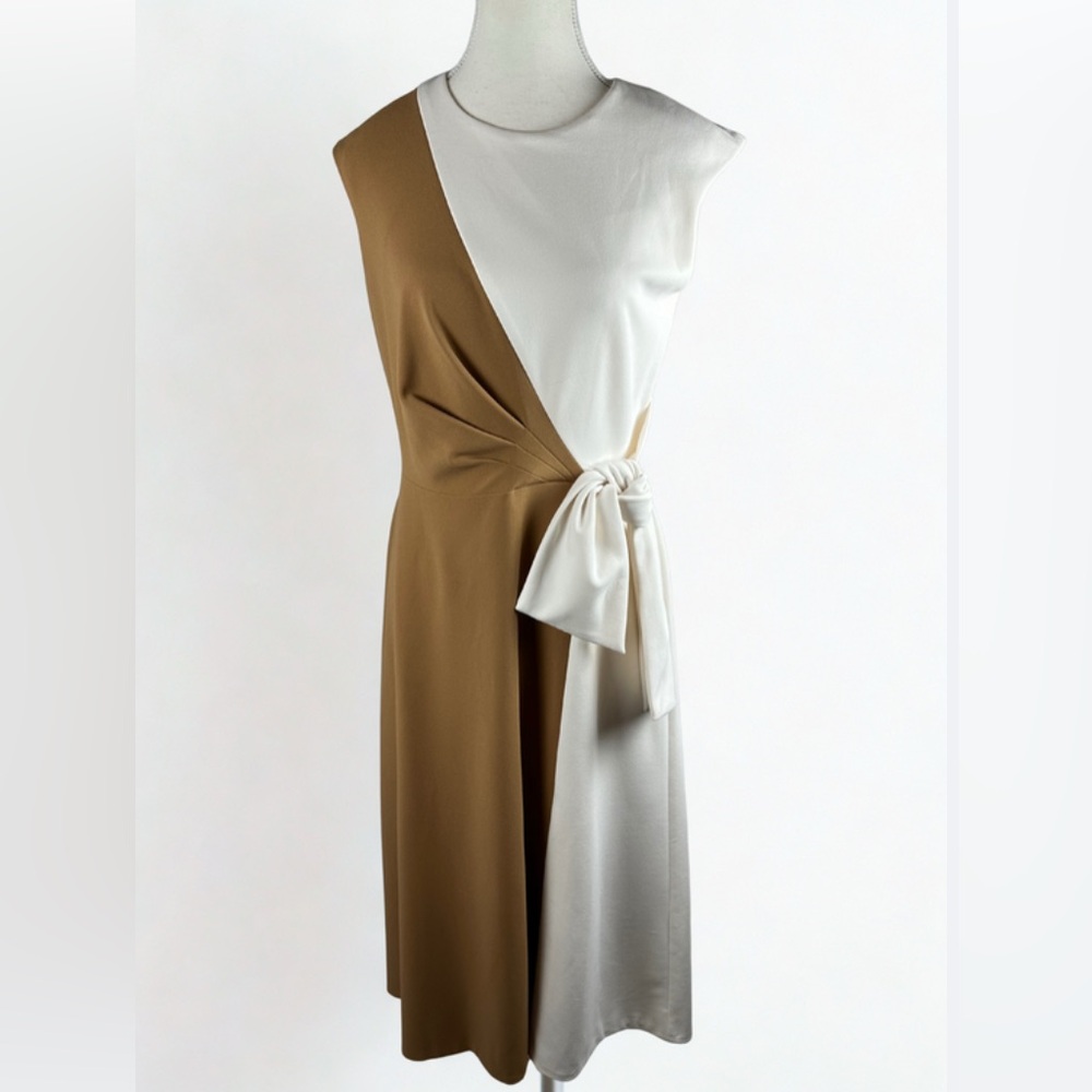 BOGO Calvin Klein Sleeveless Colorblock Dress in White and Camel